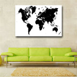 Large Size Abstract Black and White World Map Modern Painting on Canvas Poster