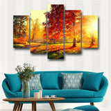 5 Pieces/Pcs Sunset Landscape Art Autumn Scenery Live Wall Decoration Modular