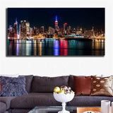 Oil Painting Modern Abstract On Canvas Unframed City Night View Huge Wall Decor