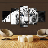 HD Canvas Print home decor wall art painting White tiger 5pc Unframed