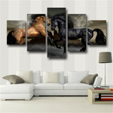 5 Panel Ferghana Horse Paintings On Canvas Posters And Prints On The Wall