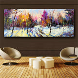 Impression Colorful Trees HD print on canvas huge wall picture (31x78in)