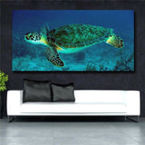 Posters prints On Canvas Sea turtle View Huge Wall Deco Unframed k028 31inx63in