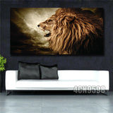 Posters prints On Canvas Lion View Huge Wall Deco Unframed k037 31inx63in