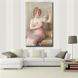19 century Europe Court Oil Painting HD print on canvas beautiful girl