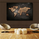 Huge Black World Map Painting Print On Canvas HD Painting Wall Art Home decor