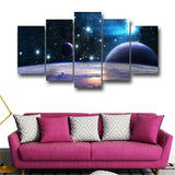 5 Panel Reflection Space Planet Modular Picture Home Decorate Poster Prints Wall