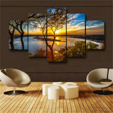 5 Panel Beautiful Sunrise Natural Landscape HD Print Painting Modular Pictures