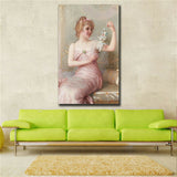 19 century Europe Court Oil Painting HD print on canvas beautiful girl