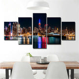 5Pcs New York City Nightscape Canvas Print Painting Wall Art Home Decor
