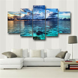 5 Panel Sea Wave Landscape Print Painting Modular Pictures Poster