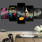 5 Panel Canvas Print Wall Art Musical Notes