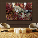 1Piece Wall Art Painting Wolf In The Forest Pictures Prints On Canvas Animal