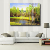 Green landscape oil painting Canvas printing Print in oil painting Home decor