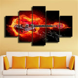 5Pcs Guitar in fire Canvas Print Painting Wall Art Home Decor
