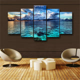 5 Panel Sea Wave Landscape Print Painting Modular Pictures Poster