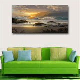 Sunset Beach Landscape Wall Art Canvas Scandinavian Posters and Prints Sea Wave