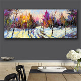 Impression Colorful Trees HD print on canvas huge wall picture (31x78in)