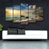 5 Pieces Sunset Landscape Animal Seagull Beach Living Room Print Posters