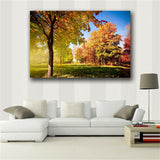 yellow leaves on the trees wall print HD Painting Wall Art Home decor