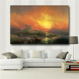 Russian Famous Painting On The Wall The Ninth Wave Wall Art Canvas By Ivan