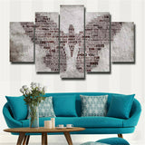 5Pcs Letter Combination Butterfly Canvas Print Painting Wall Art Home Decor