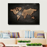 Huge Black World Map Painting Print On Canvas HD Painting Wall Art Home decor