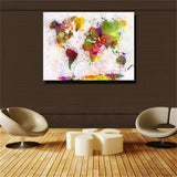 multicolour World Map Painting Print On Canvas HD Painting Wall Art Home decor