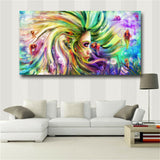 Watercolor Canvas Painting Mermaid Wall Art Pictures Canvas Printed