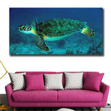 Posters prints On Canvas Sea turtle View Huge Wall Deco Unframed k028 31inx63in
