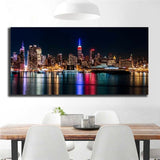 Oil Painting Modern Abstract On Canvas Unframed City Night View Huge Wall Decor
