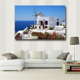 Windmill And Blue Sea Pictures Prints On Canvas Landscape Wall Art