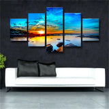 5 Panel Sunrise Seaview Paintings On Canvas Posters And Prints On The Wall