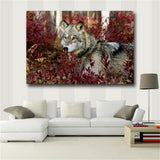1Piece Wall Art Painting Wolf In The Forest Pictures Prints On Canvas Animal