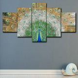 5pcs Modern Peacock Canvas Oil Painting Wall Art Home Decor Picture Print Decor