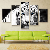 HD Canvas Print home decor wall art painting White tiger 5pc Unframed