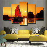5Pcs Canvas Print Painting Wall Art Home Decor Art Sailboat
