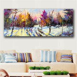 Impression Colorful Trees HD print on canvas huge wall picture (31x78in)