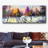 Impression Colorful Trees HD print on canvas huge wall picture (31x78in)