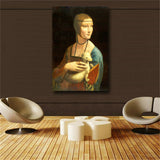 Leonardo Da Vinci "Lady with Ermine" HD print on canvas huge wall picture(31x47)