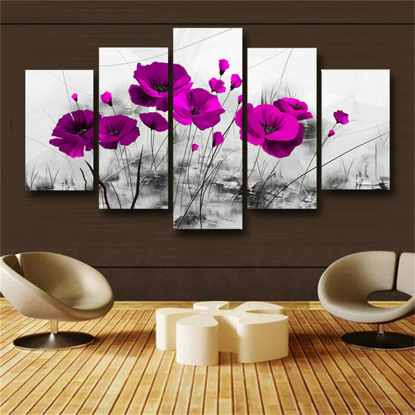 5Pcs Abstract Flower Canvas Hand painted oil painting Art Wall Picture Modern