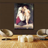 Bouguereau"Le baiser" HD print on canvas huge wall picture 31inx40in