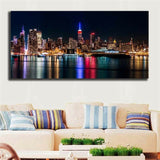 Oil Painting Modern Abstract On Canvas Unframed City Night View Huge Wall Decor