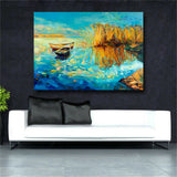 Blue abstract boat Painting HD print on canvas huge wall picture (31x43)