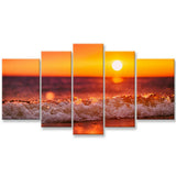5 Pieces Red sunset seascape Living Room Home Decor Paintings Posters