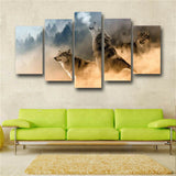 Howling Wolves Wolf Winter 5 Pieces canvas Wall Art Picture Poster Home Decor
