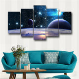 5 Panel Reflection Space Planet Modular Picture Home Decorate Poster Prints Wall