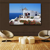 Windmill And Blue Sea Pictures Prints On Canvas Landscape Wall Art