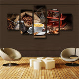 5 Pieces Coffee Artistic Painting Modular HD Prints Kitchen Poster Home Decor