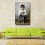Adolphe William Bouguereau The Difficult Lesson Giclee Canvas Print(31inx47in)